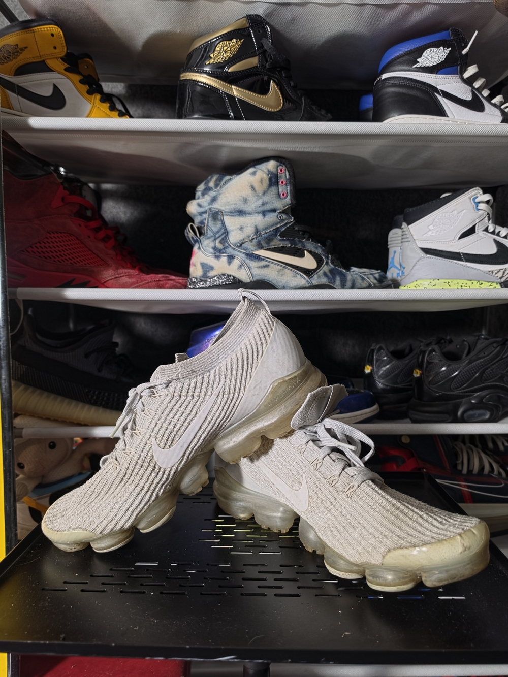 🔥 Worn! Hot! Nike Air VaporMax Flyknit Grey Beige Sneakers Size 10